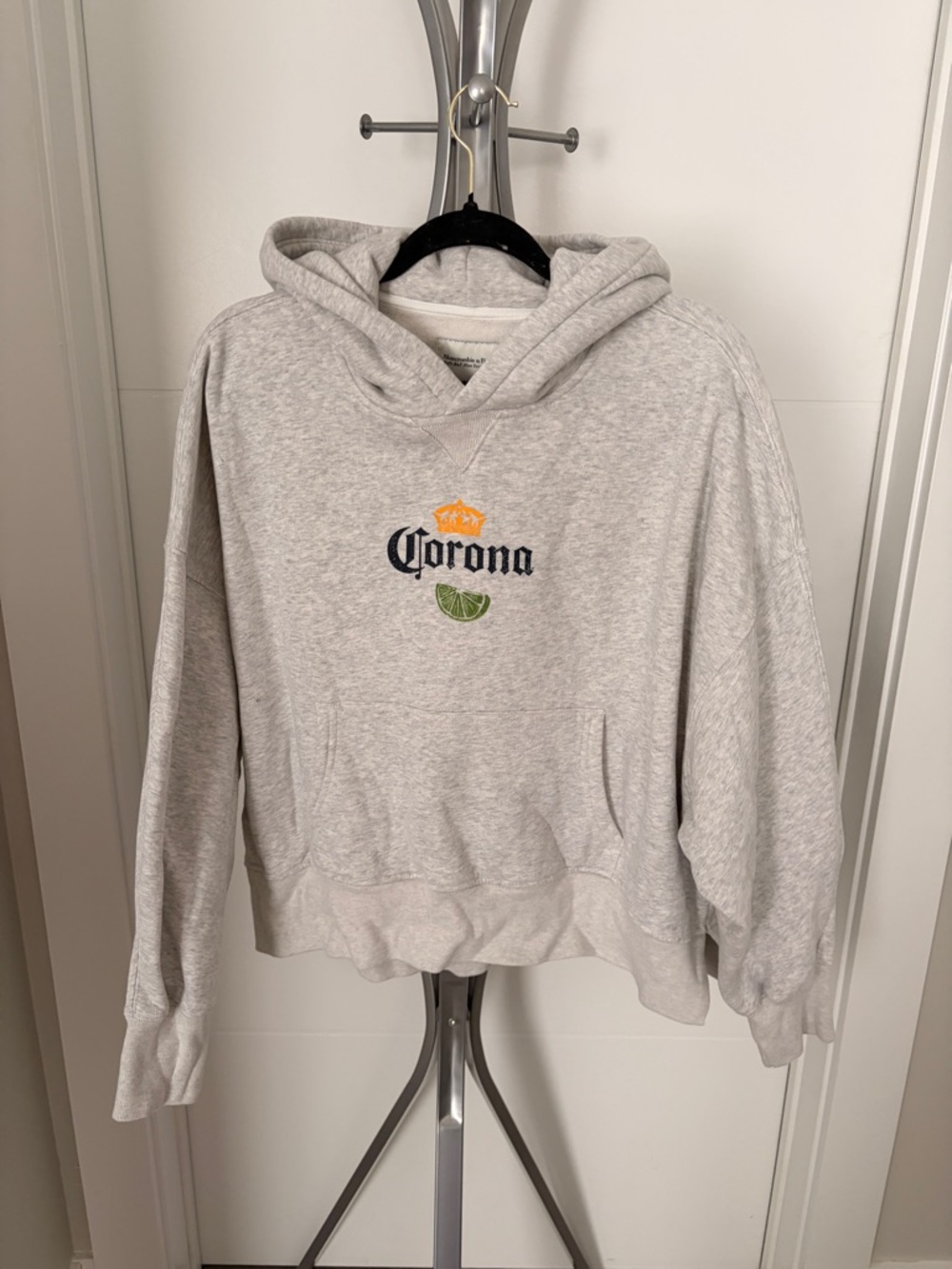 Abercrombie & Fitch Light Gray Hoodie with Black Trim